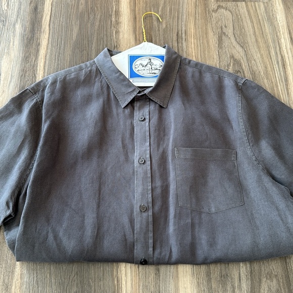 VINCE Men's Gray Short Sleeve Shirt, Linen - Picture 11 of 11